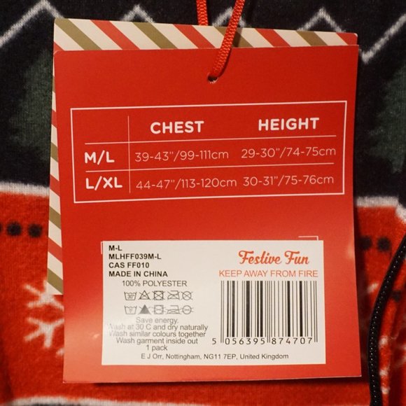 Festive Fun Fleece Winter Holiday Pattern Jacket with Hood Men’s Size M/L - Picture 4 of 6